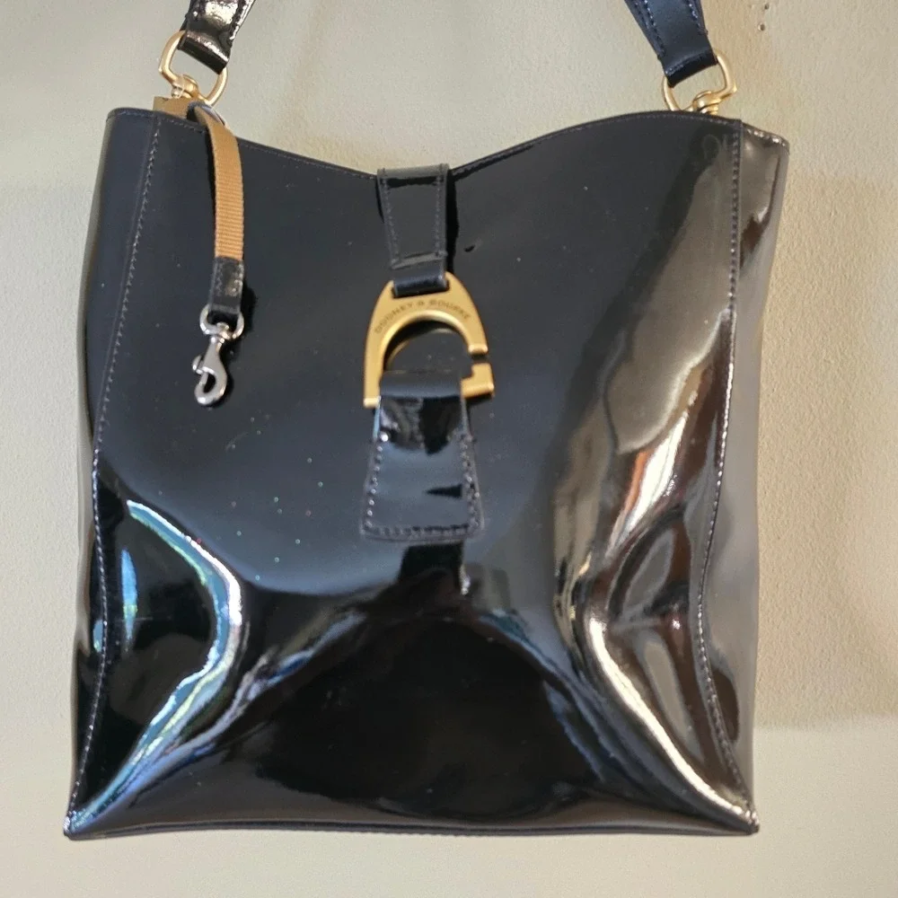 Dooney & Bourke Black Patent Leather Shoulder Bag + Dust‎ Bag